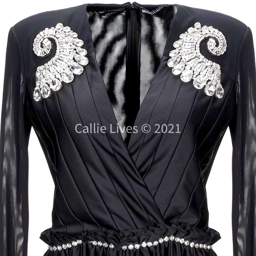 Callie Marco Bologna Pleated Spiral Jewel Statement Dress 8 - Picture 6 of 7